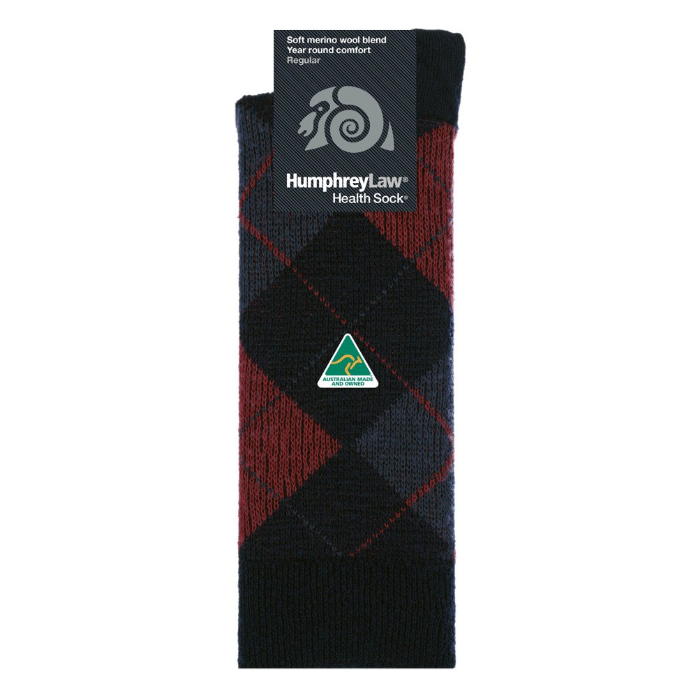 Wool/Polyester Argyle Patterned Men's Health Sock®