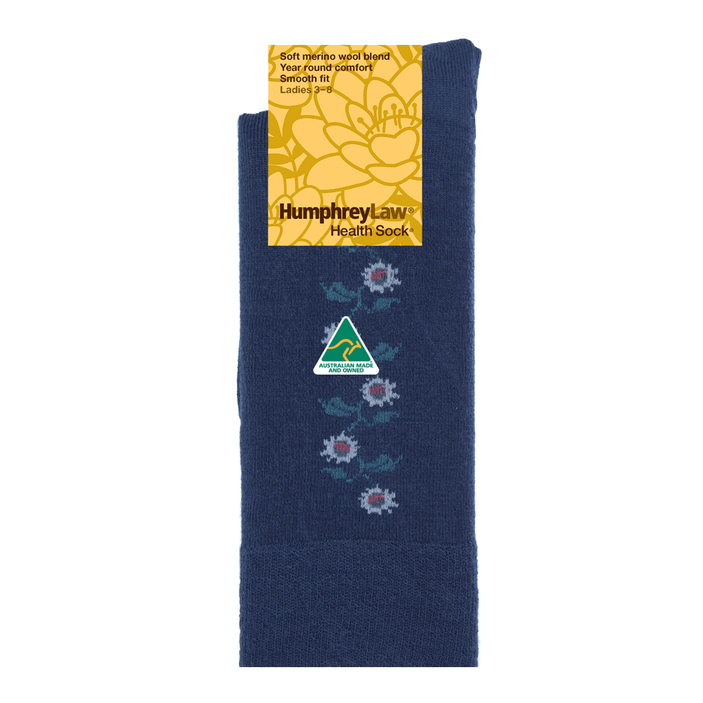 60% Fine Merino Wool Patterned Women's' Health Sock® - Sunflower
